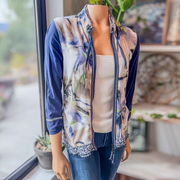 Luisa Cerano, Designer Abstract Tie Dye Zip Up Blouse Jacket, Women's 10 - Picture 13 of 13